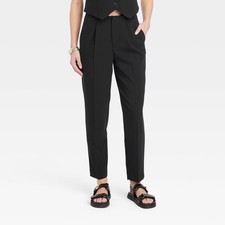 Women's High-Rise Tailored Trousers - A New Day Black 8: Recycled Polyester