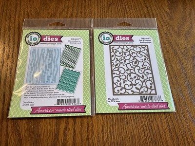 Impression Obsession Lot Of 2 Dies DIE445-YY Flourish Bkgd, DIE468-YY Wave Bkgd.