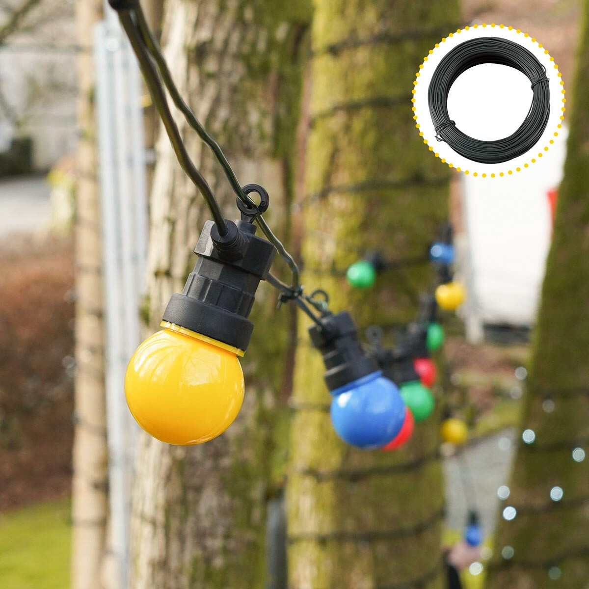 18m Heavy Duty PVC Catenary Festoon String Outdoor Lighting Support Wire Cable
