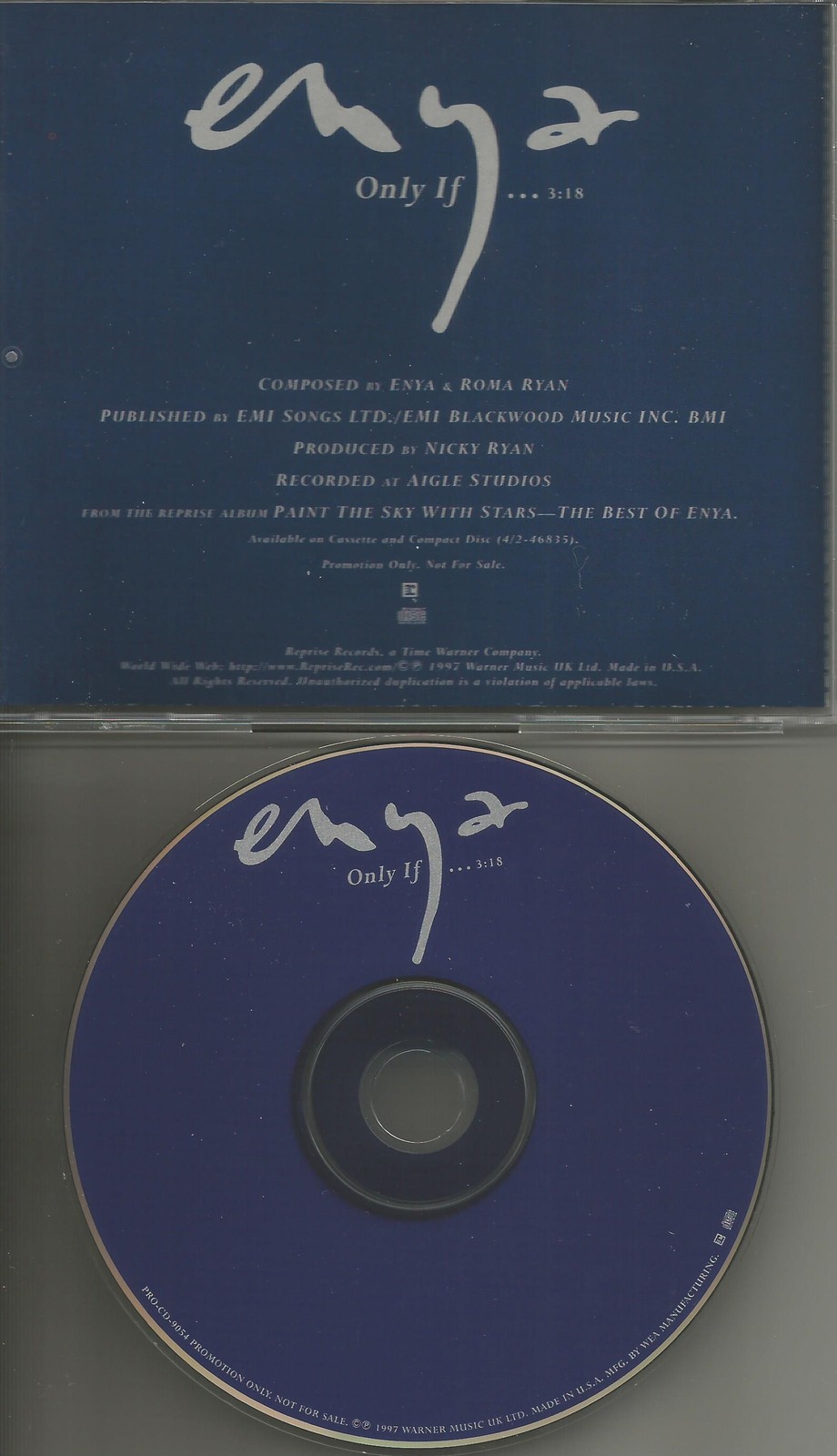 ENYA Only If ULTRA RARE PROMO Radio DJ CD single 1997 USA MINT PROCD9054