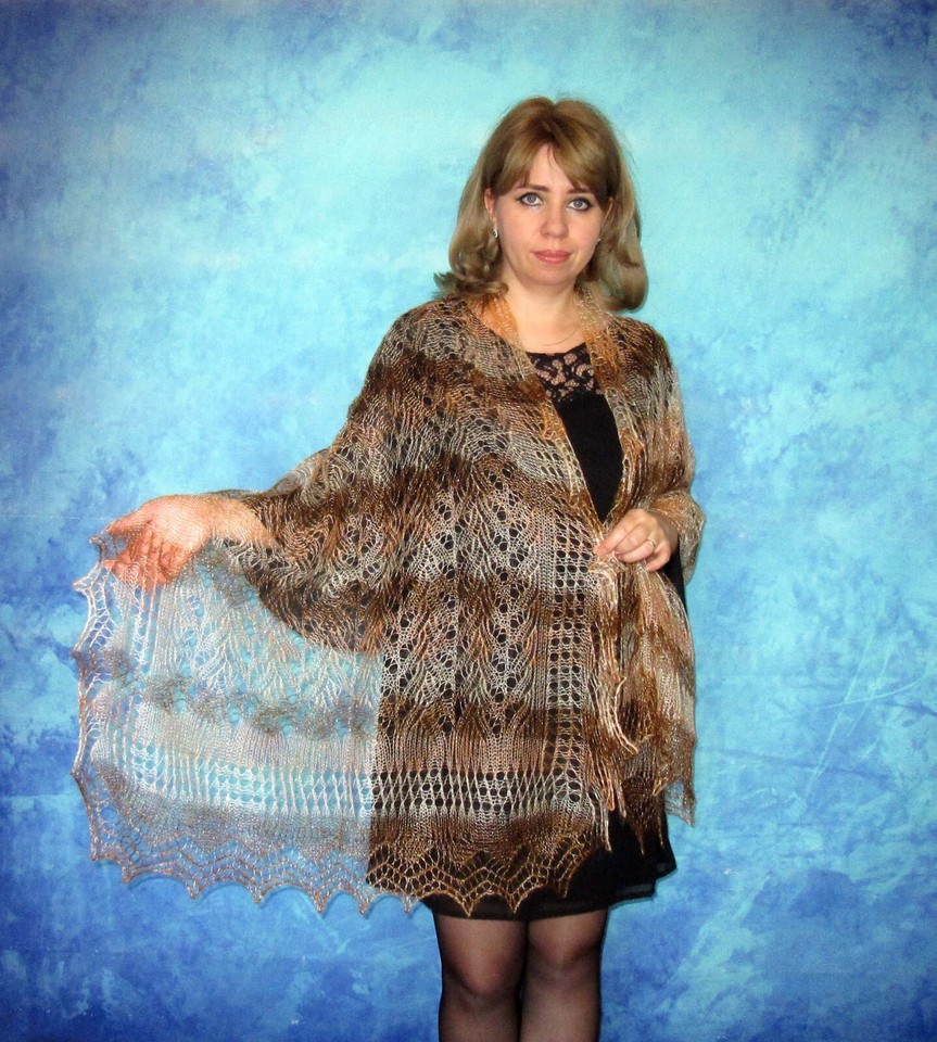 Cardigan En Duvet De Chèvre Cachemire D'Orenburg - Fait Main, Taille L Bleu, Vintage