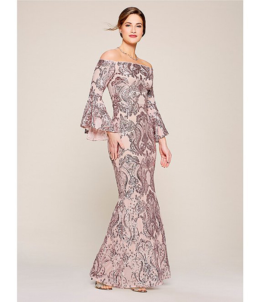 betsy & adam sequined off the shoulder dress Off Shoulder Dresses