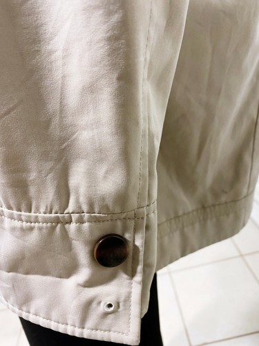 Liz Claiborne Womens Hooded Jacket Beige L/XL Full Zip Buttons Pockets Overcoat - Picture 6 of 8