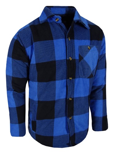 Quilted Lined Flannel Plaid Shirt Jacket Mens Fuzzy Fleece THICK Button Up To 5X - Picture 5 of 23