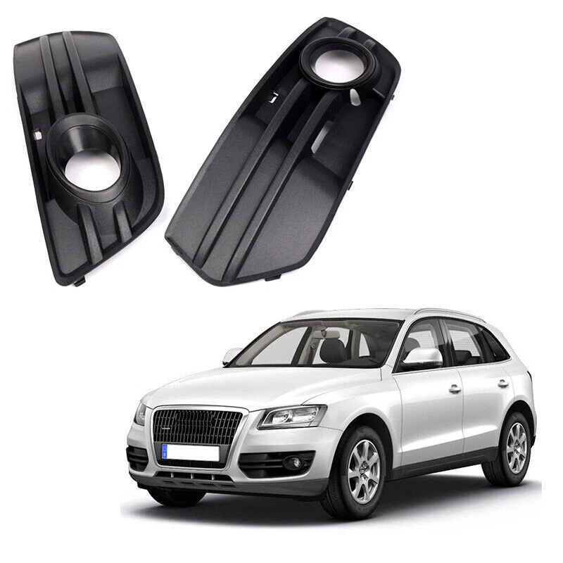 Par de parachoques delantero negro mate para Audi Q5 2009-2012 antiniebla parrilla cubierta bisel Foto 2 de 4