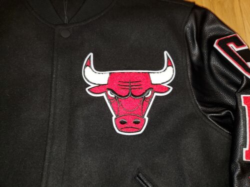 Neu Chicago Bulls Championship Authentic NBA Team Varsity Wolle Leder JACKE M - Bild 4 von 20