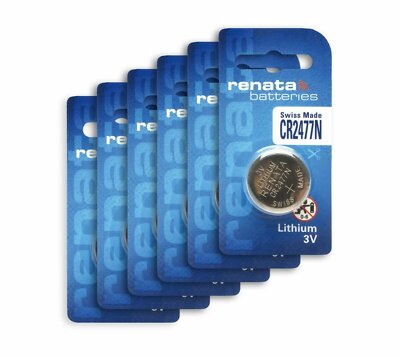6 PC Renata CR2477N 2477 Lithium Battery 3V DL2477N BR2477N Swiss Made