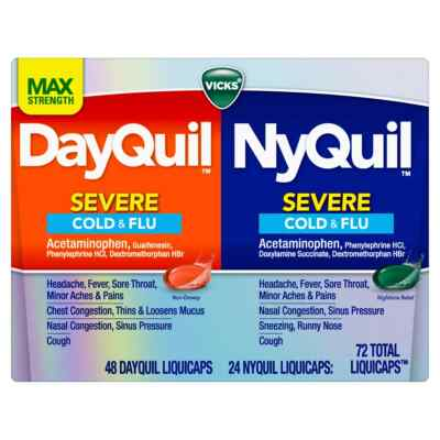 #ad Vicks Dayquil and Nyquil Cough Cold and Flu Relief 72 LiquiCaps EXP 07 2026 $25.00