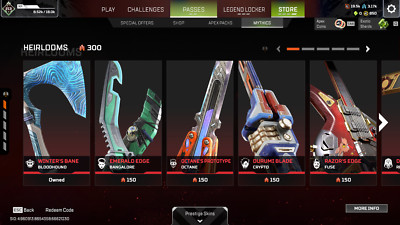 Apex legend account with 2 Heirloom to Choose  Winter's Bane Bloodhound Heirloom
