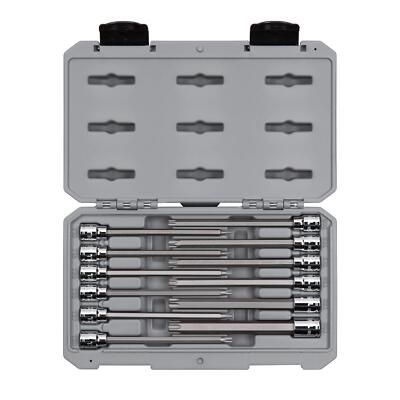 12 Piece Torx Bit Socket Set T10 to T60 with Storage Case S2 Steel Extra Long