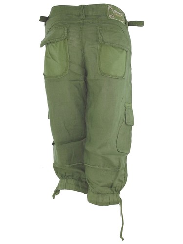 Liu Jo Donna Pantalone Pinocchietto Verde Viola Prugna Capri Tasche Casual Lino - Foto 27 di 43