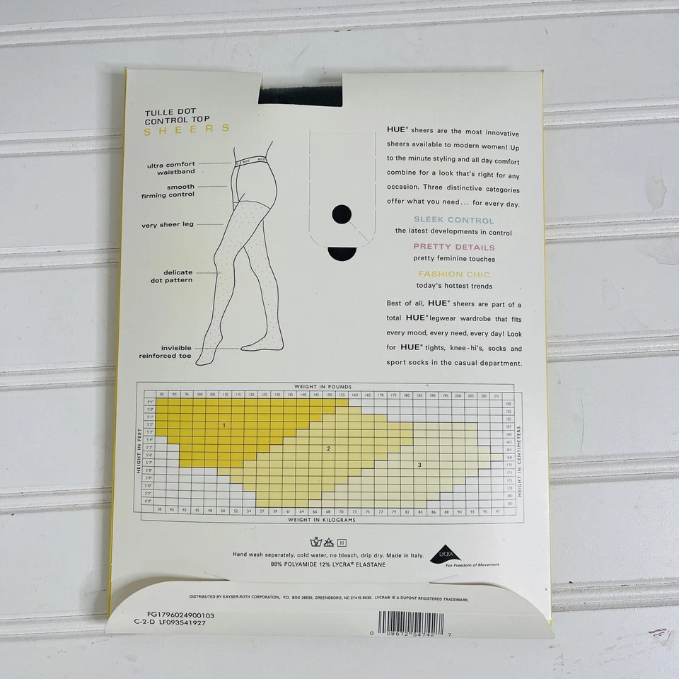 Pantimedias HUE Talla 3, Negro Control Top Tull Dot NUEVO #6024 Foto 4 de 4