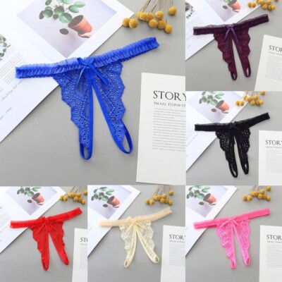 Sexy Women Lace Crotchles Panties Thong G string Lingerie Underwear T-back Brief