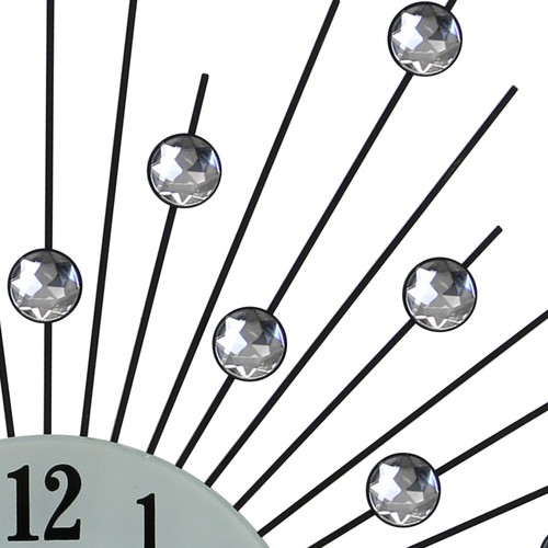 22" Zoll schwarze Speichen Sunburst Kristall Wanduhr - Bild 2 von 3