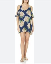  Show Me Your Mumu Birdie Ruffle Sunflower Cold Shoulder Dress SZ X-SMALL