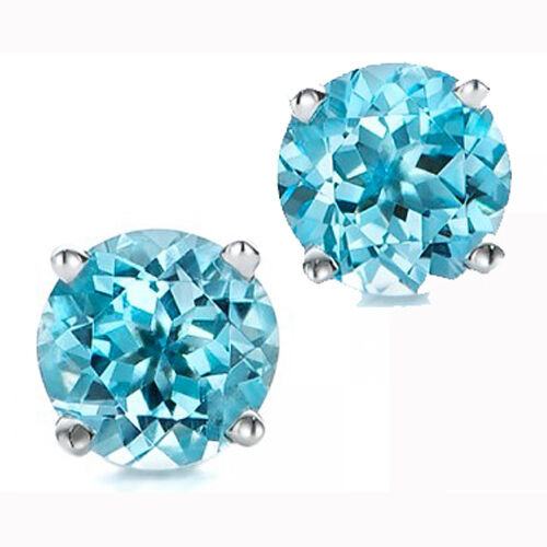 @@ Großhandel 925 Sterlingsilber 1,50ct kreiert Aquamarin Runde Ohrstecker - Bild 1 von 1