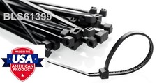 200 USA Made TOUGH TIES 9" inch 40lb Nylon Tie Wraps Wire Cable Zip Ties Black