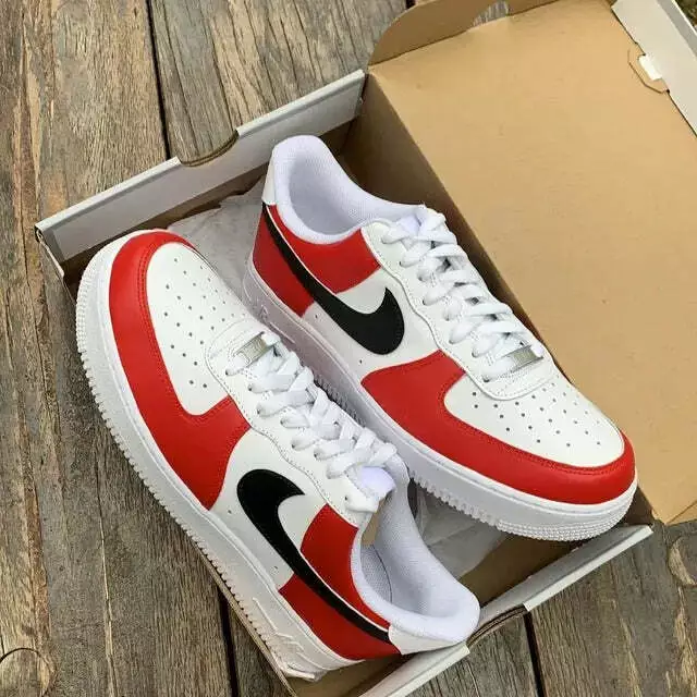 nike air force 1 red and white and black