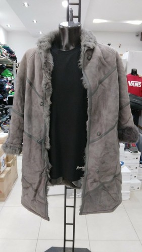 MONTONE SHEARLING Donna Woman Grigio in vera pelle VINTAGE tg 50 MON 629 LZ - Picture 2 of 8