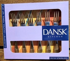 Set of 6 Cocktail Forks Dansk Kitchen Silhouette 18/10 Stainless Steel
