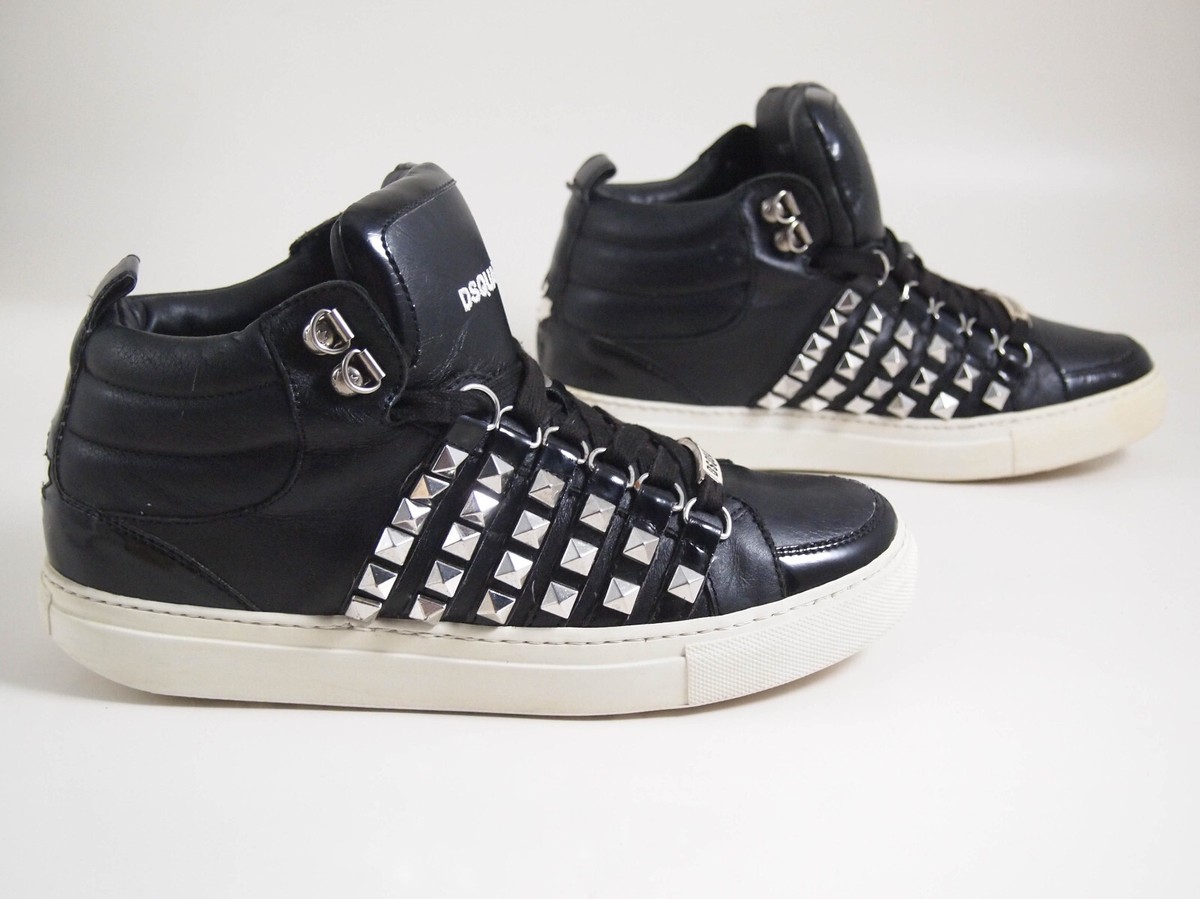 70000円購入　DSQUARED2 激カワGチャン　サイズ38 Dsquared2 High Top Sneakers Black Leather StuddedWomen Shoe