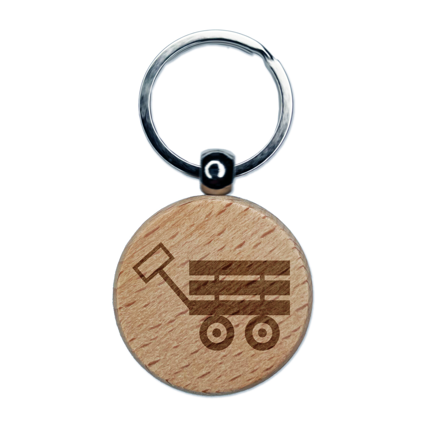 Fun Wagon Engraved Wood Round Keychain Tag Charm