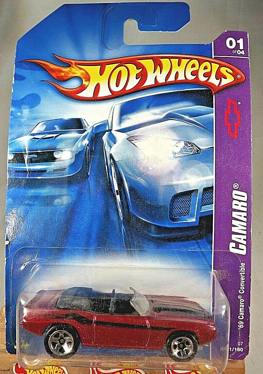 2007 Hot Wheels #41 Camaro Series 1/4 '69 CAMARO CONVERTIBLE Dark Red w/5 Sp-Var