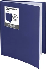 Dunwell Binder with Plastic Sleeves 24-Pocket, (Blue) Presentation Book, 8.5 X 1
