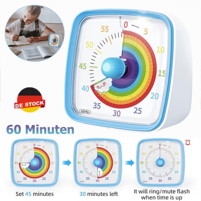 Visueller 60-Minuten-Timer mit Nachtlicht, Countdown-Timer, Kindertimer Blau DHL