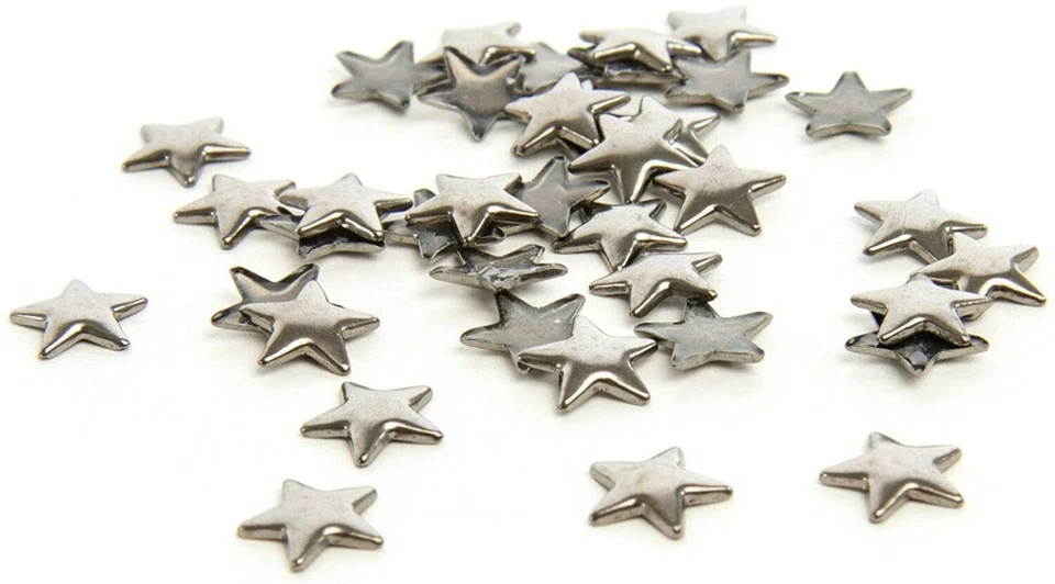 SPARKLE ON TOP Estrella Hierro sobre Pernos Planos para Ropa Cuentas Estrella de Metal Decoración Artística 10mm 50 piezas