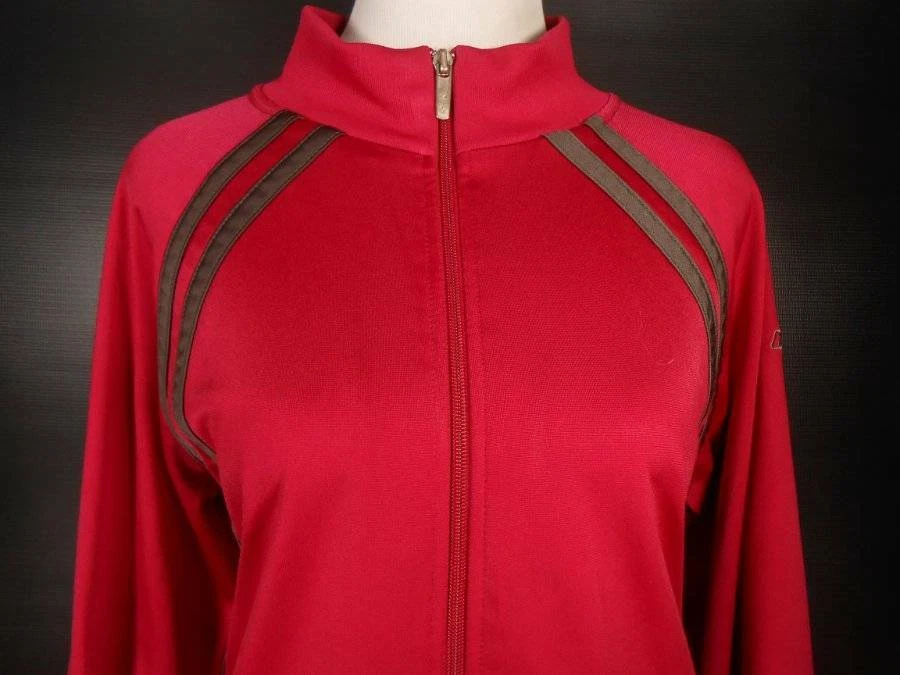 Hermosa Chaqueta de Calentamiento Cortavientos Para Mujer Grande Reebok Roja Manga Larga Cremallera Foto 2 de 4