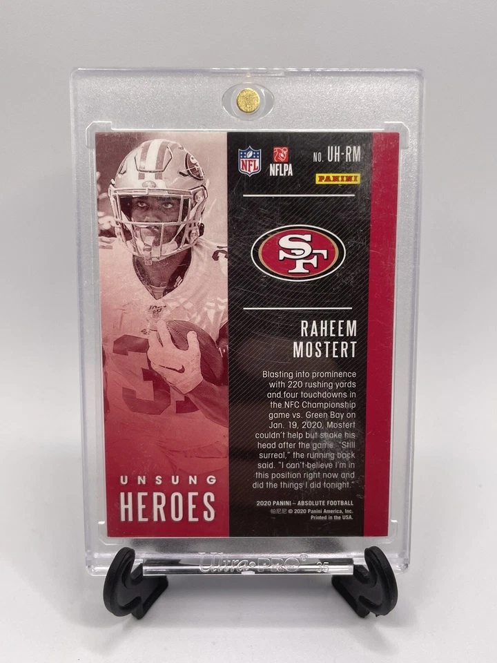 2020 Absolute Unsung Heroes Gold Parallel Raheem Mostert /10 San Francisco 49ers - Image 2 of 3