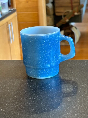 Fire King Anchor Hocking VINTAGE BLUE SPECKLED COFFEE MUG CUP NO CHIPS NO CRACKS