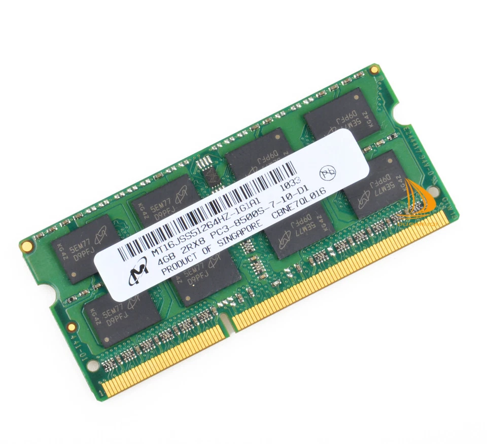 Micron 4GB 2RX8 DDR3 1066MHz PC3-8500S 1.5V SODIMM Laptop Memory RAM Low Density - Image 2 of 4
