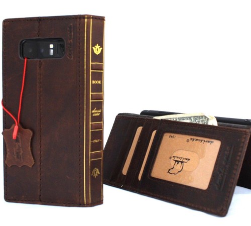 Genuine Leather Case for Galaxy NOTE 8 Bible Style Book Wallet Soft Holder Cover - Picture 7 of 8