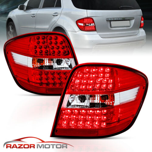 2006-2011 For Mercedes-Benz W164 ML-Class Red Clear LED Back Tail Lights Pair - Picture 3 of 9