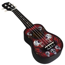21" Skull Ukulele Solid Wood Four Golden Strings Instruments for Music lovers