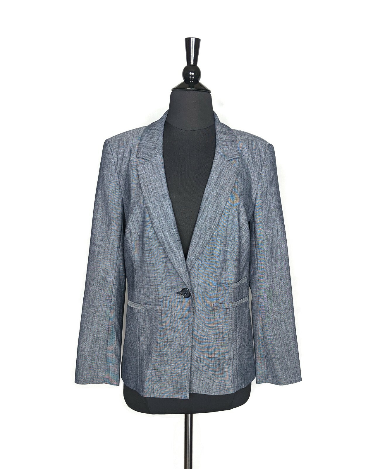 Halogen Blue White Single Button Lined Blazer Sz … - image 1