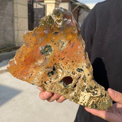 690g Natural Ocean jasper slice multi-point quartz crystal specimen healing