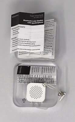 Insignia Bluetooth Mini Speaker White w/Selfie Camera Remote Button Key Ring Att