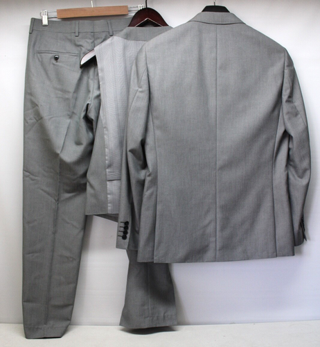 JF J.FERRAR SLIM FIT MEN'S 3 PC SUIT GRAY 40 R/ PANTS 32x30 JACKET VEST PANTS - Picture 6 of 19
