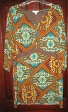 Charming Charlie S Tunic Dress Top Paisley Print Lace Popover Boho Peasant Ties