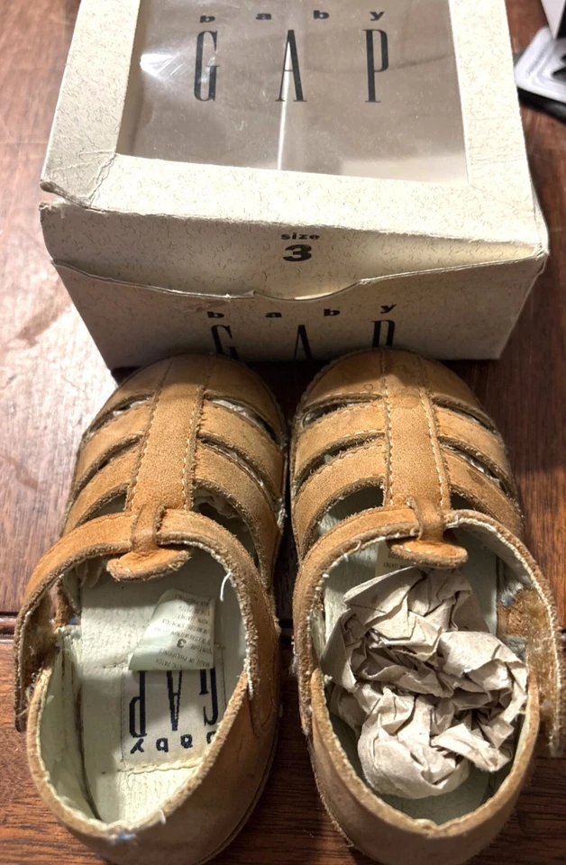Kids Shoes By Baby Gap Brown Leather Infant Sandals Size 3 With Original Box - Image 2 of 4