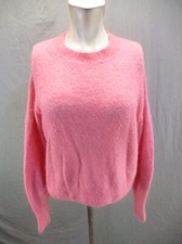 H M Size S Womens Coral Mohair Wool Blend Ribbed Crew Neck Winter Sweater 653