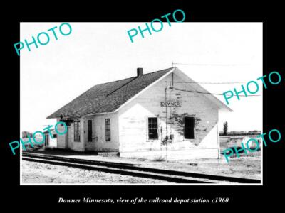 OLD 8x6 HISTORIC PHOTO OF DOWNER MINNESOTA THE RAILROAD DEPOT STATION c1960