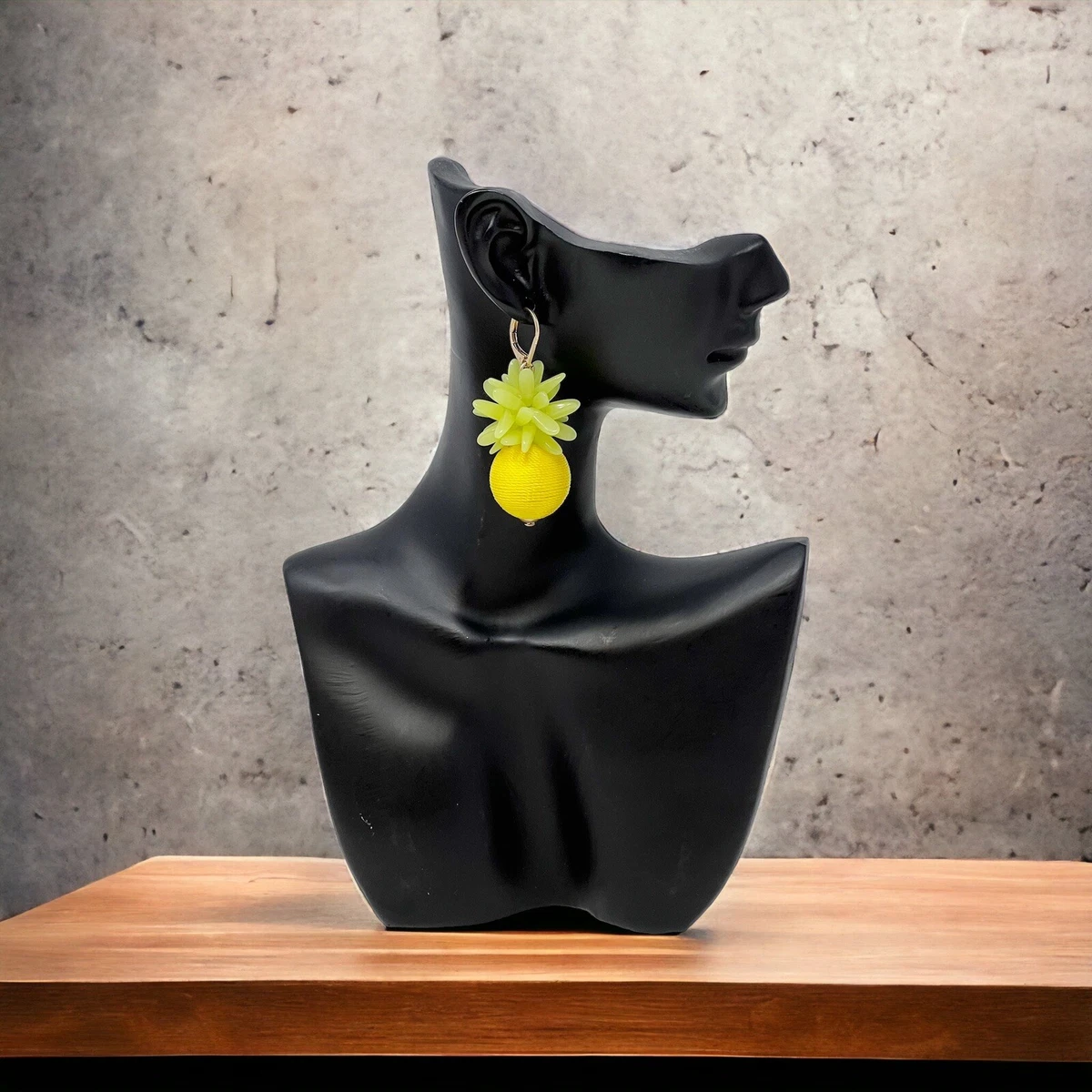 J CREW Pineapple Dangle Thread Statement Earrings YELLOW eBay