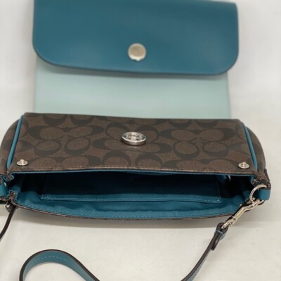 COACH / ショルダーバッグ/シグネチャー/リバーシブル/2way/レザー/BLU/F59534 Coach Signature Reversible Crossbody Bag Teal/ Light Blue F59534
