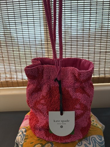 Kate Spade Target Exclusive Beaded Red And Pink Drawstring Bucket Bag/Purse