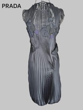 PRADA Black Silk Pleated Dress Size 40 M Used from Japan
