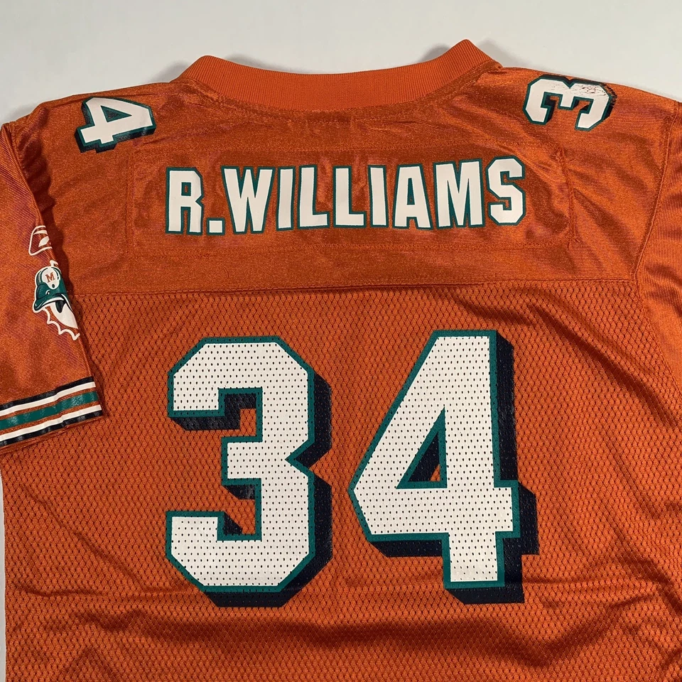Винтажная футболка Reebok Miami Dolphins Ricky Williams оранжевая альтернативная молодежная большая - Изображение 3 из 4